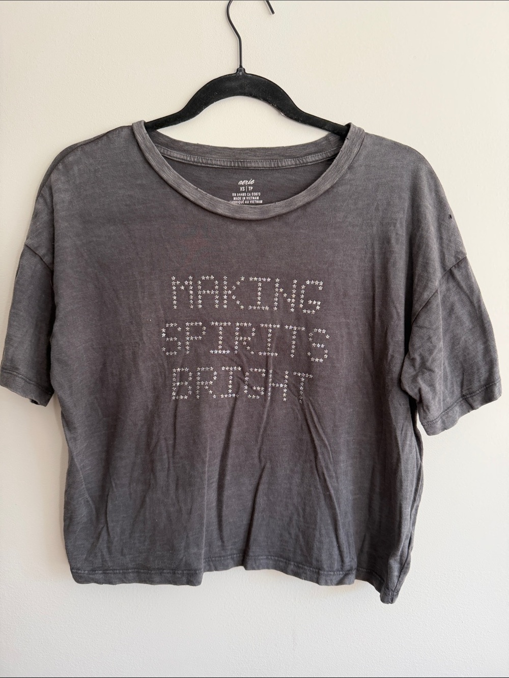 aerie Charcoal Gray Studded Graphic Tee